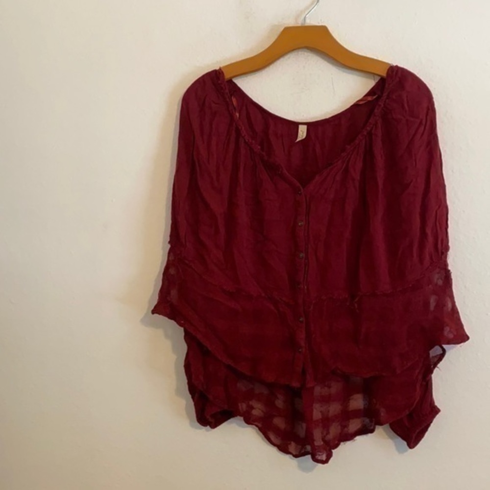 Free People Red Blouse Size Small